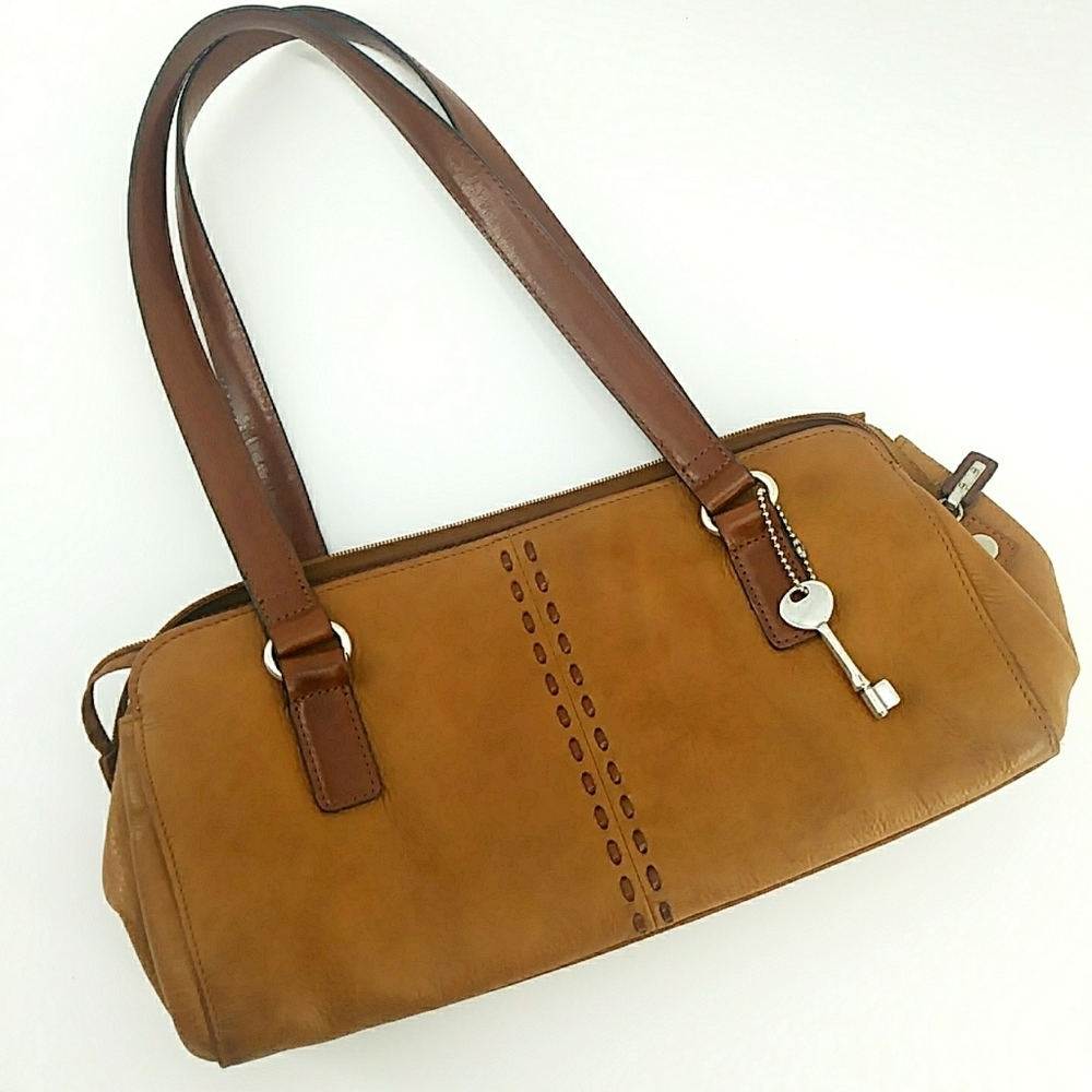 Vintage Fossil Genuine Leather Camel Shoulder Bag